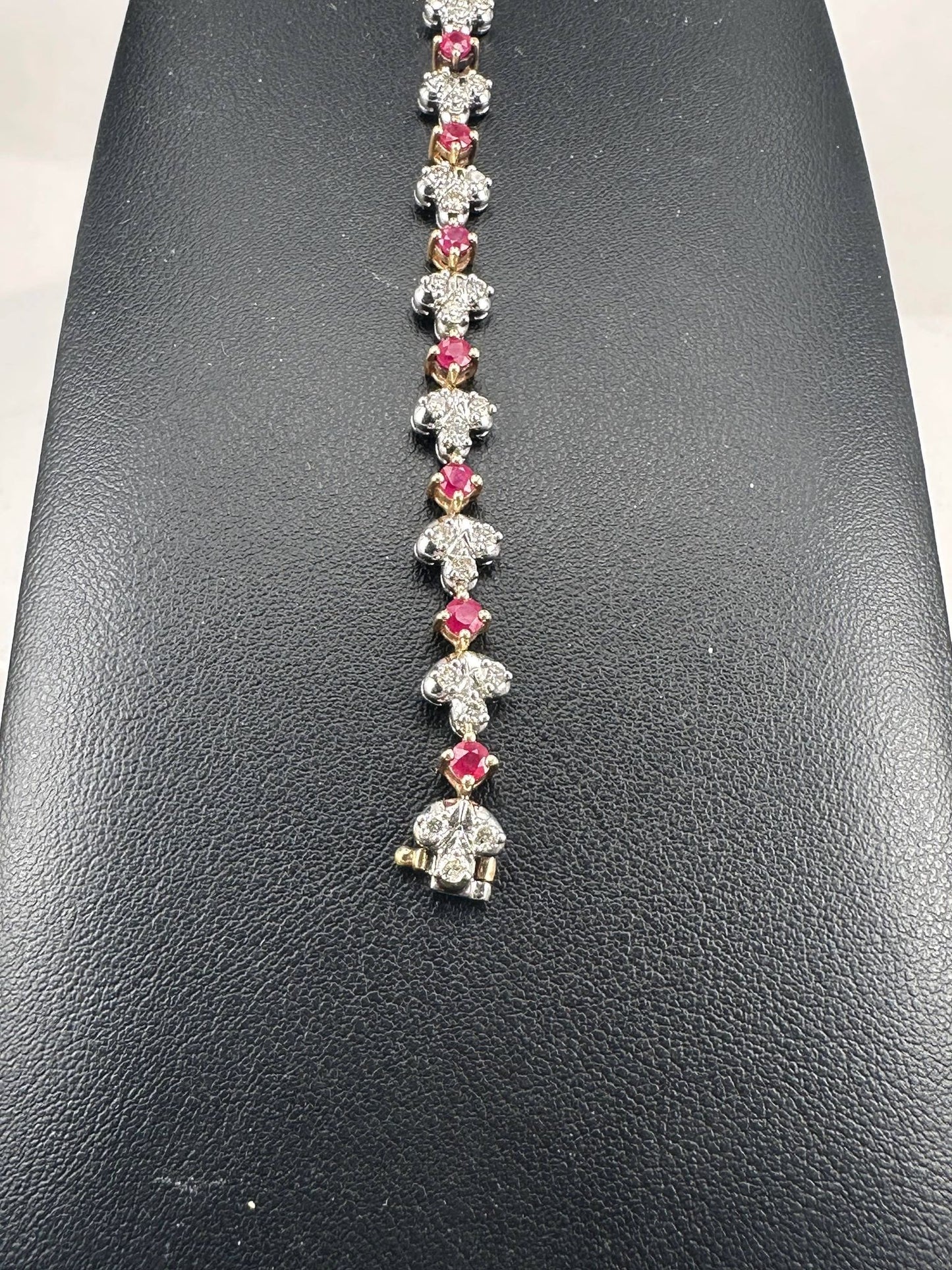 Yellow Gold Ruby and Diamond Tennis Bracelet