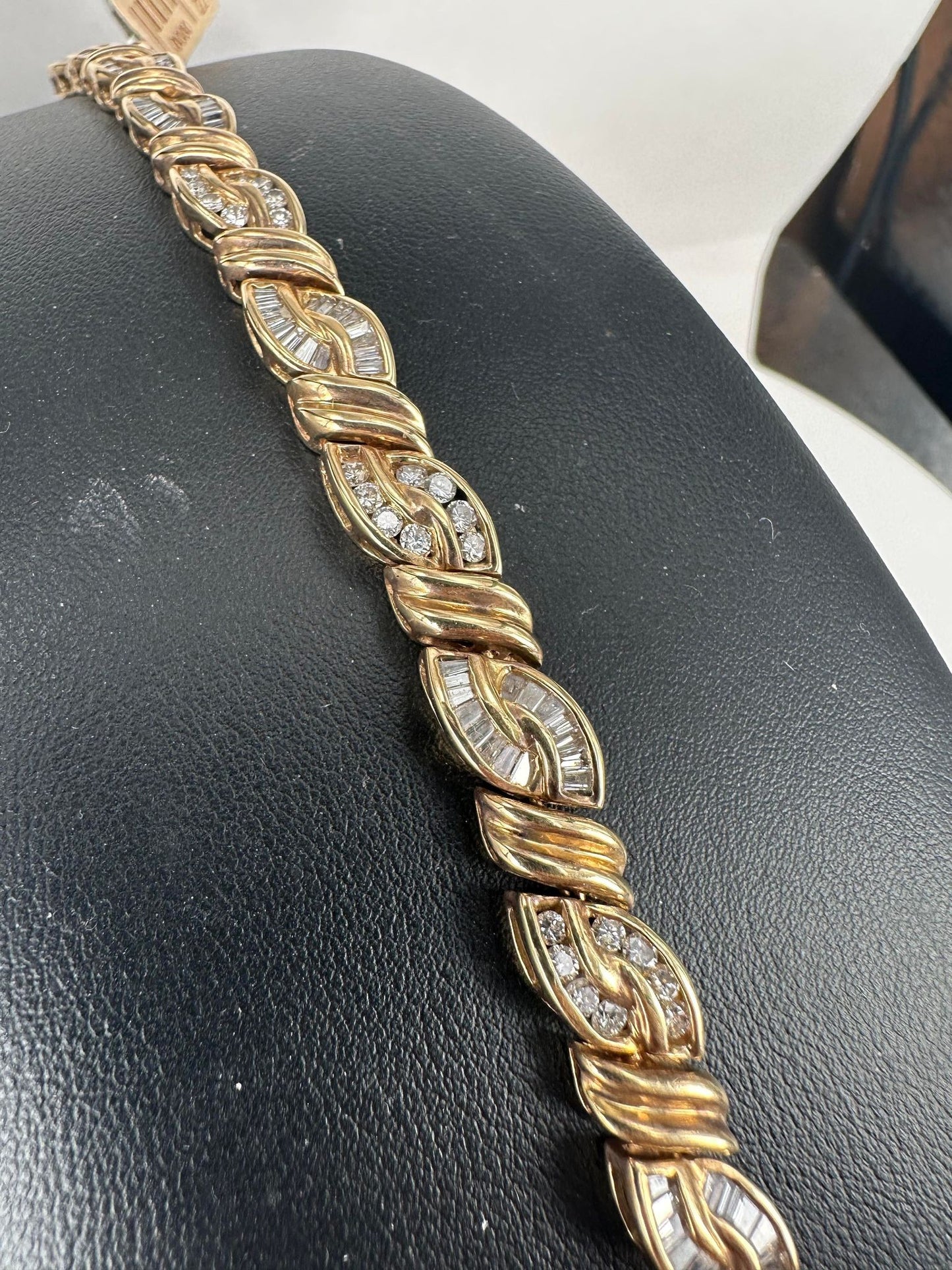 Yellow Gold Diamond Baguette/Round Bracelet