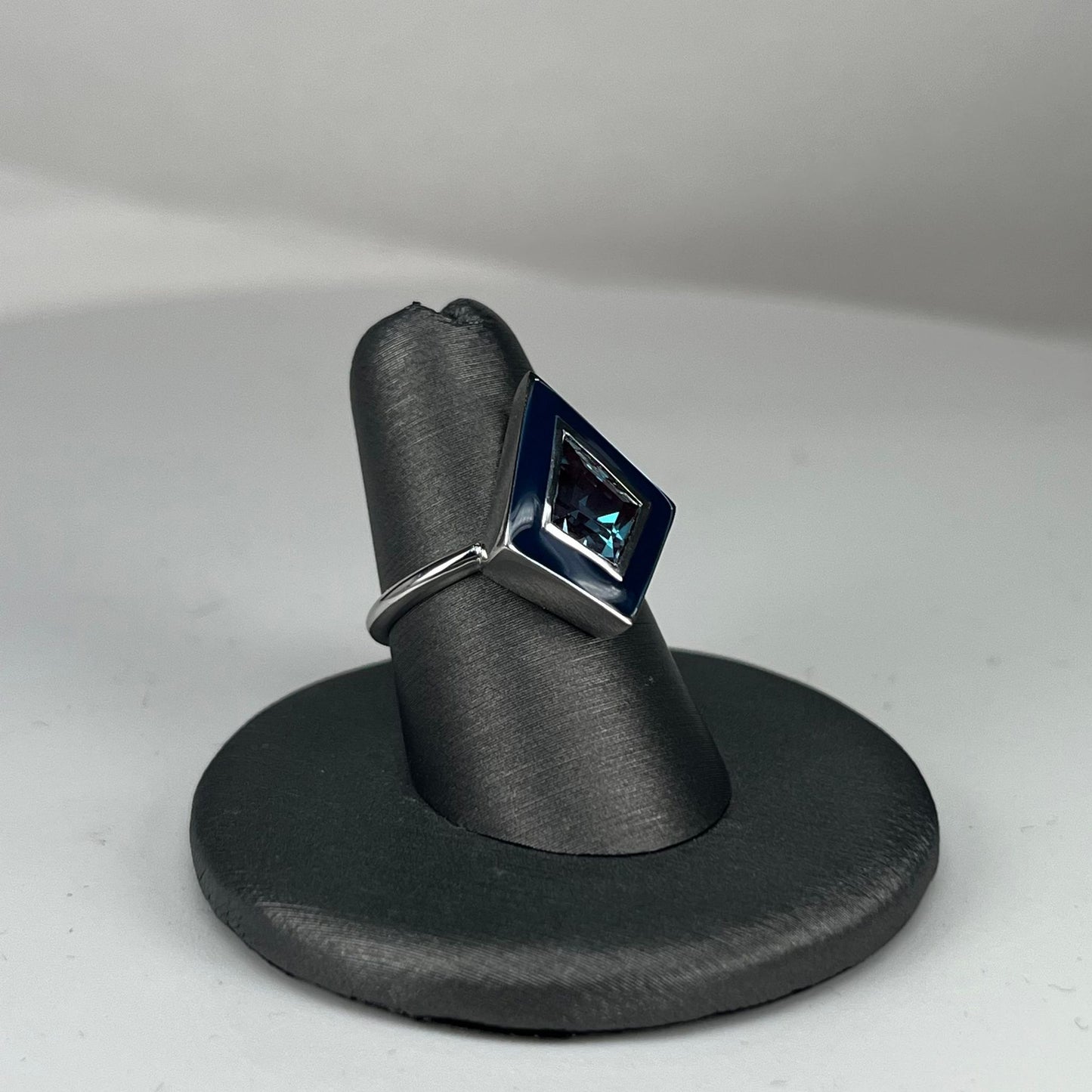 White Gold Lab Grown Alexandrite Enamel Ring