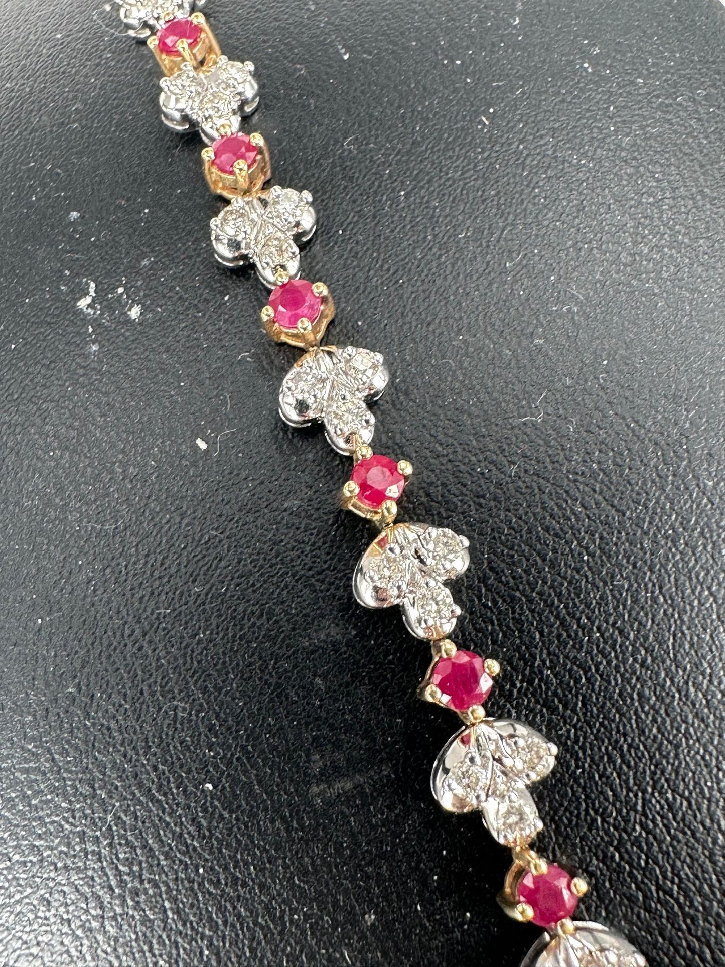 Yellow Gold Ruby and Diamond Tennis Bracelet