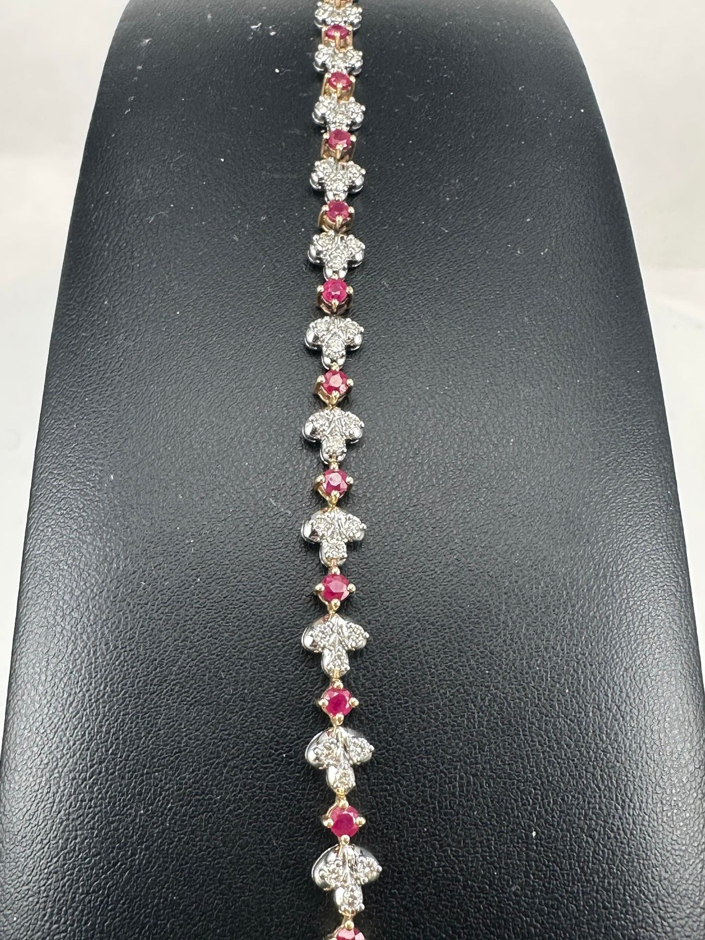 Yellow Gold Ruby and Diamond Tennis Bracelet