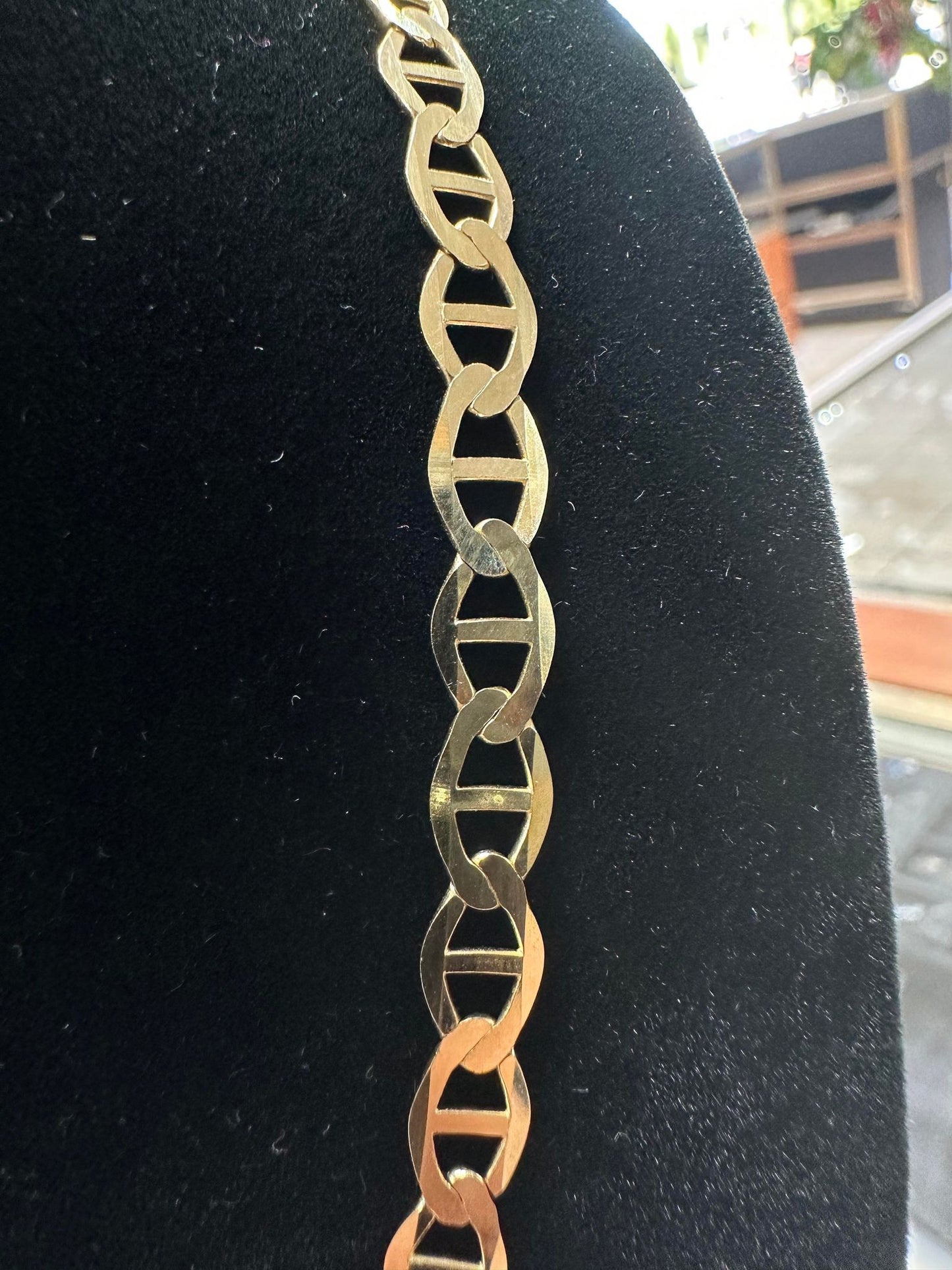 24" Yellow Gold Solid Flat Mariner Link Chain