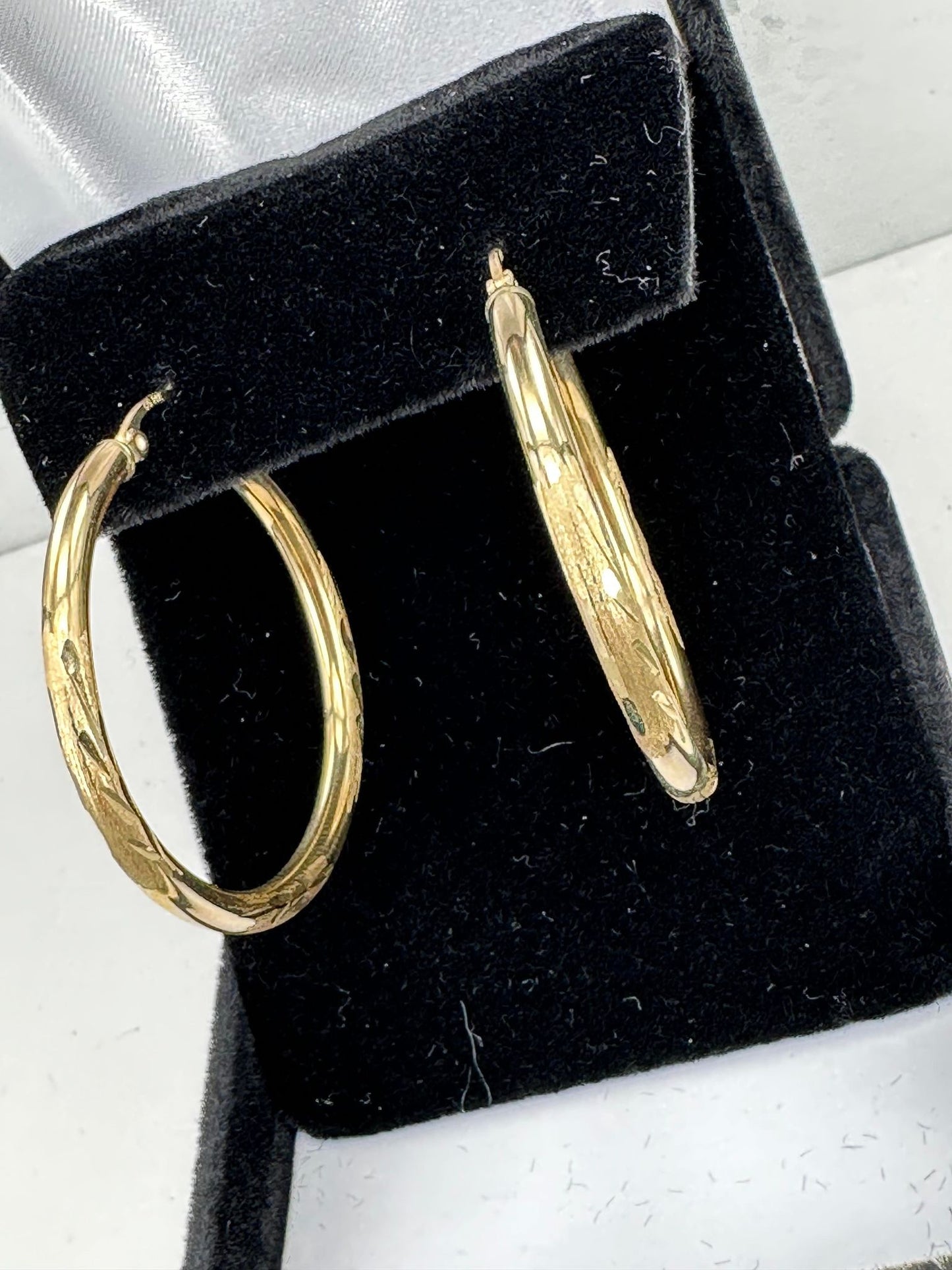 Yellow Gold Fancy Design Hoop Earrings