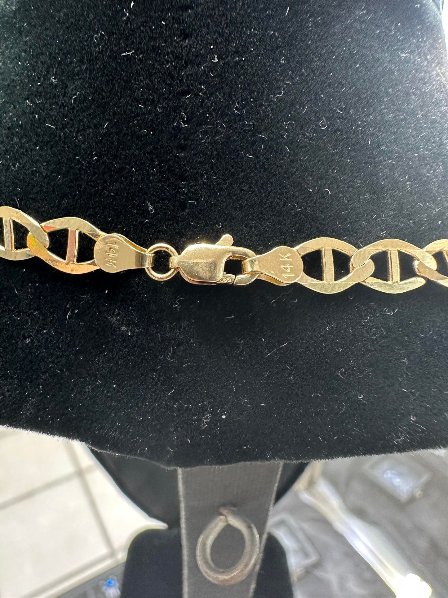 24" Yellow Gold Solid Flat Mariner Link Chain