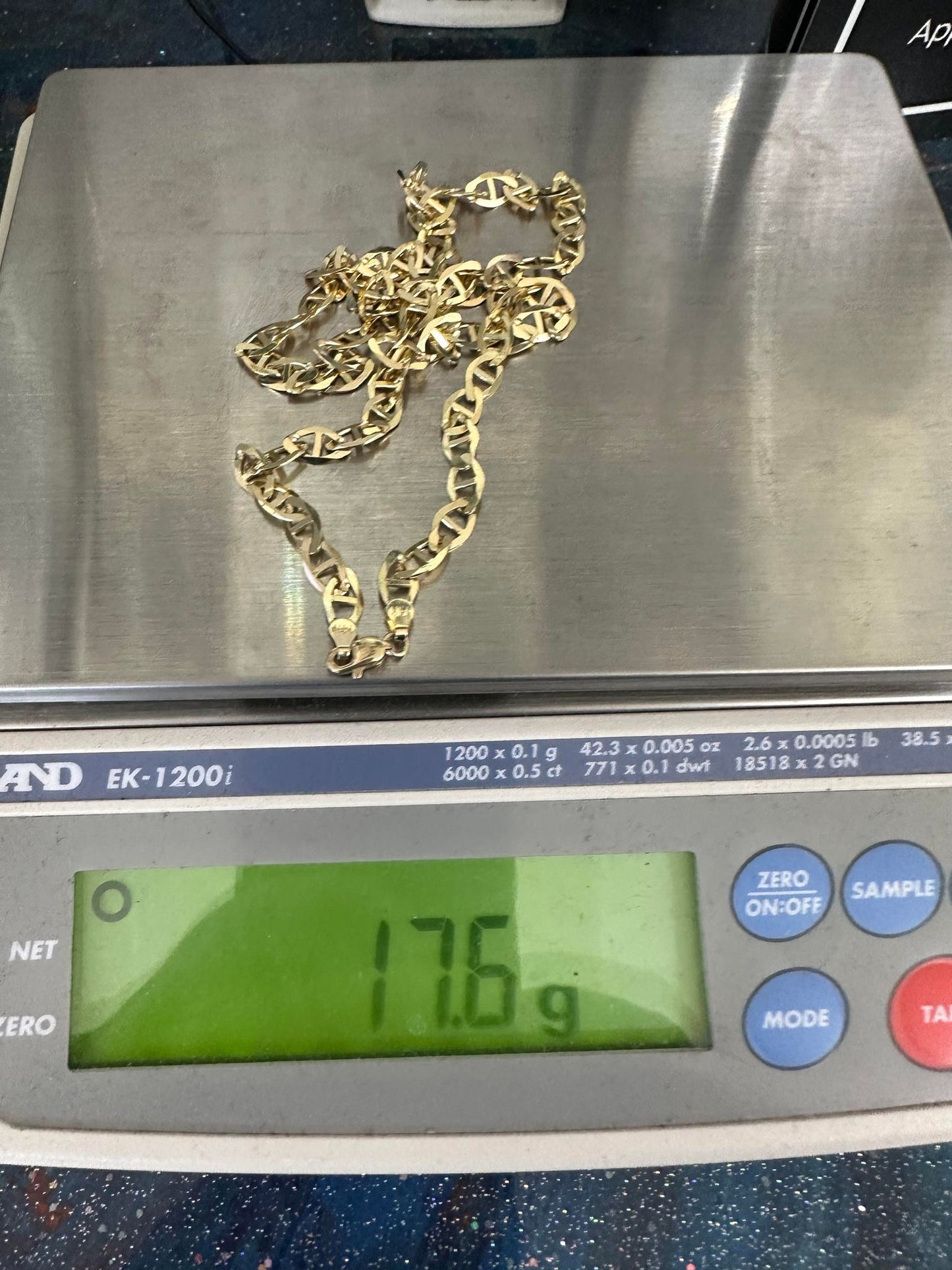 24" Yellow Gold Solid Flat Mariner Link Chain