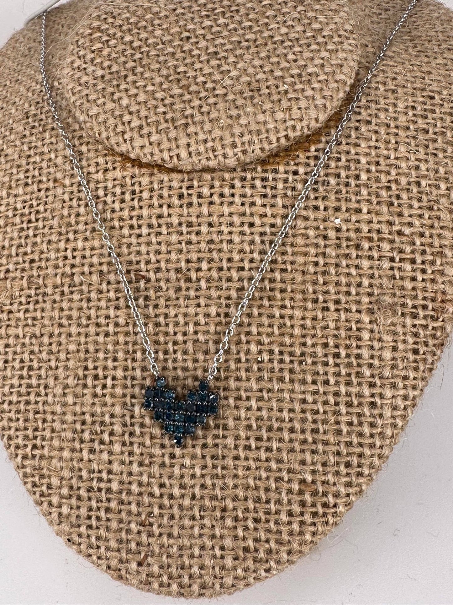 Silver Lady's Blue Diamond Heart Pendant