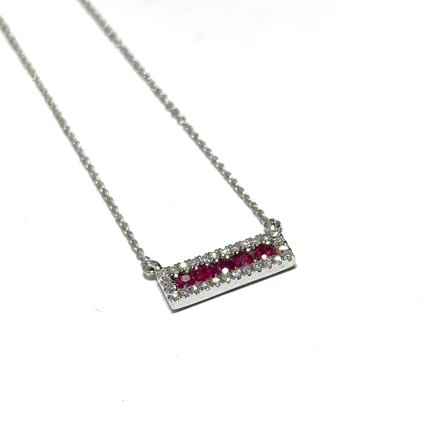 White Gold Ruby and Diamond Pendant