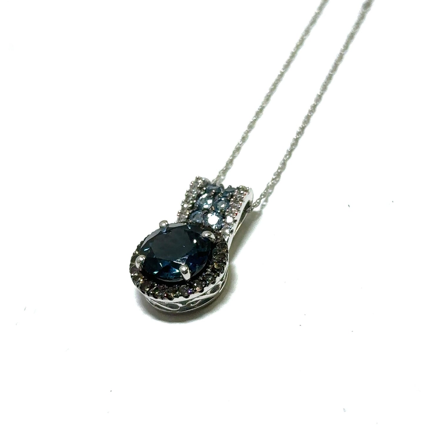 White Gold London Blue Topaz Pendant