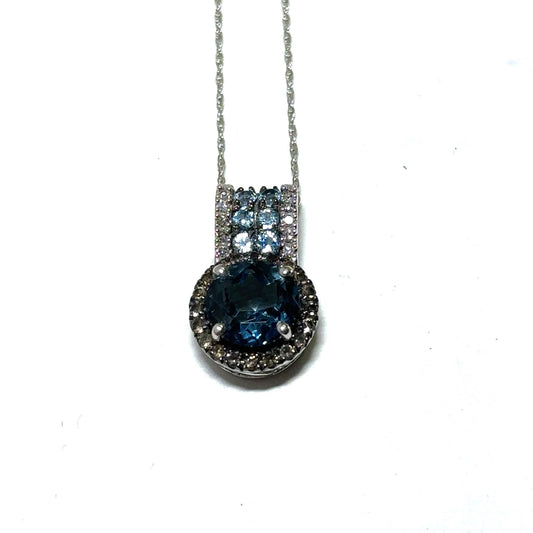 White Gold London Blue Topaz Pendant