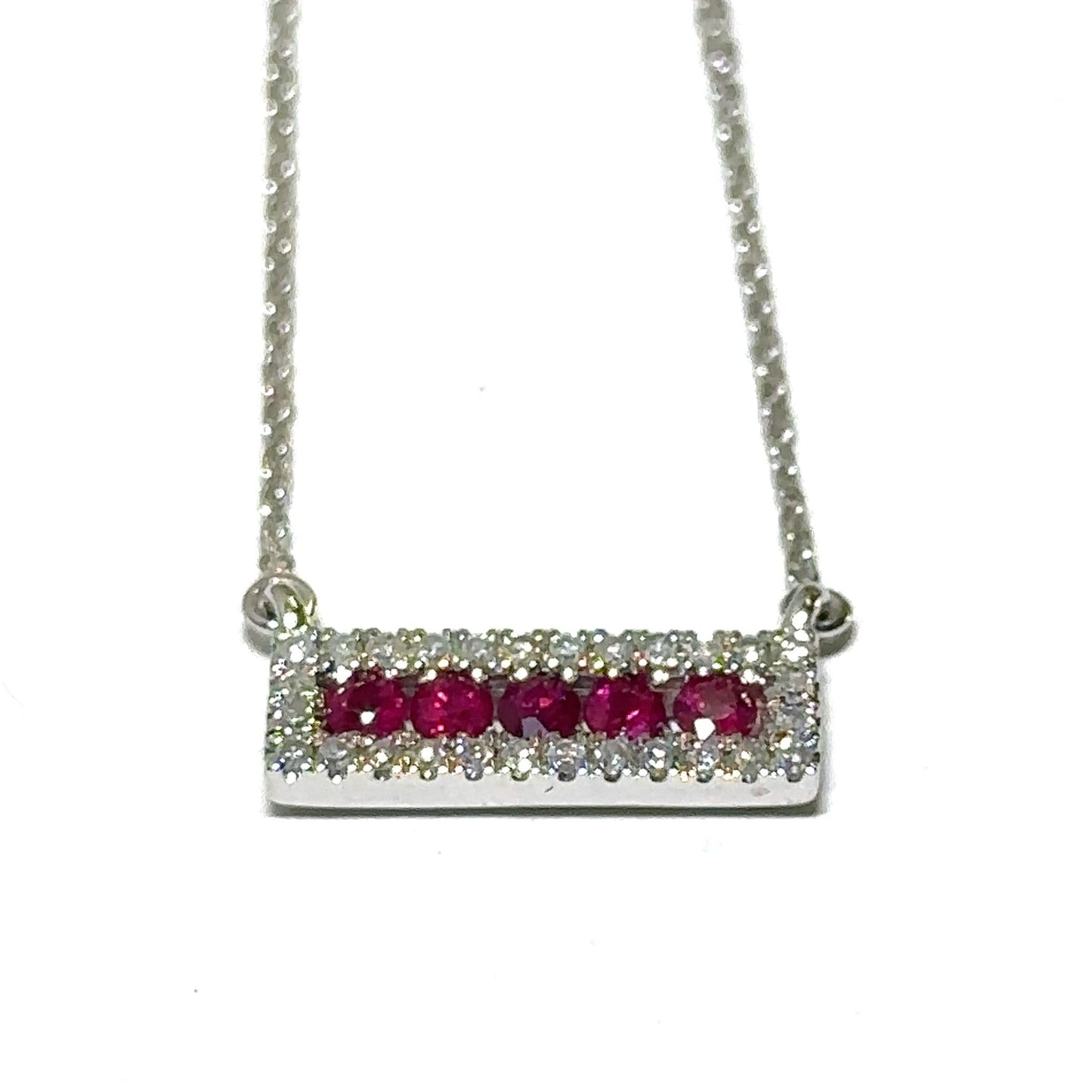 White Gold Ruby and Diamond Pendant