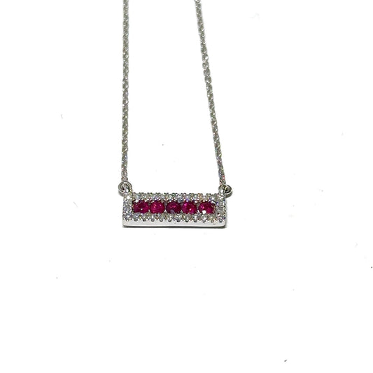 White Gold Ruby and Diamond Pendant