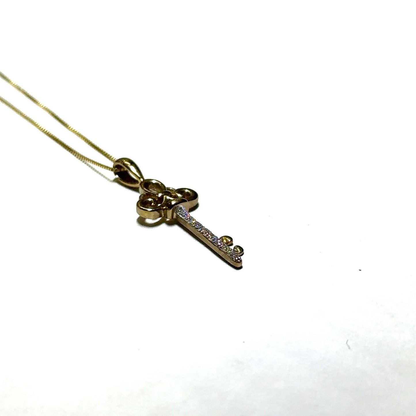 Yellow Gold Diamond Key Pendant