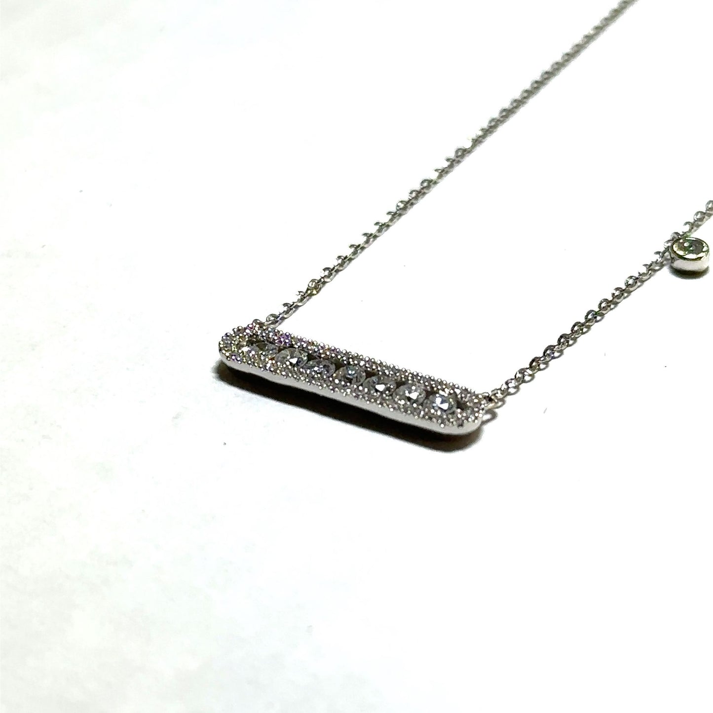 White Gold Diamond Pendant with Accent Stone