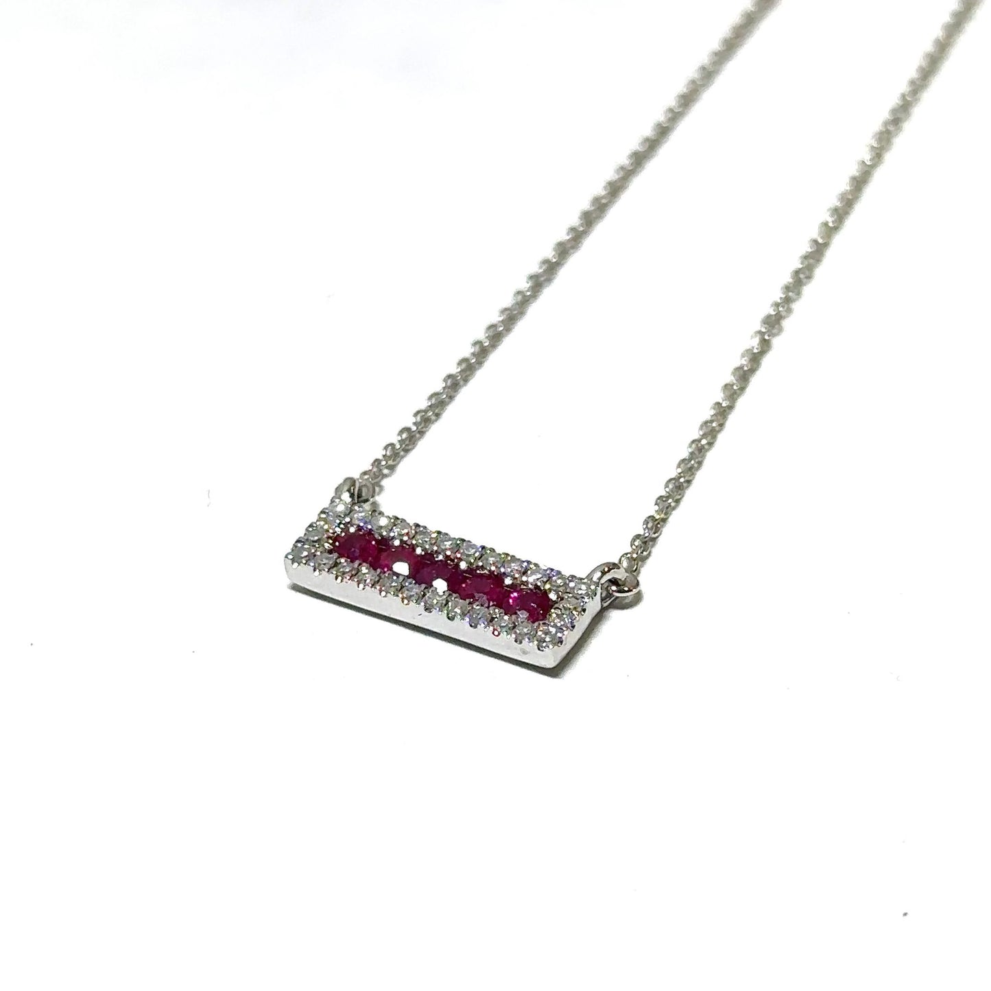 White Gold Ruby and Diamond Pendant