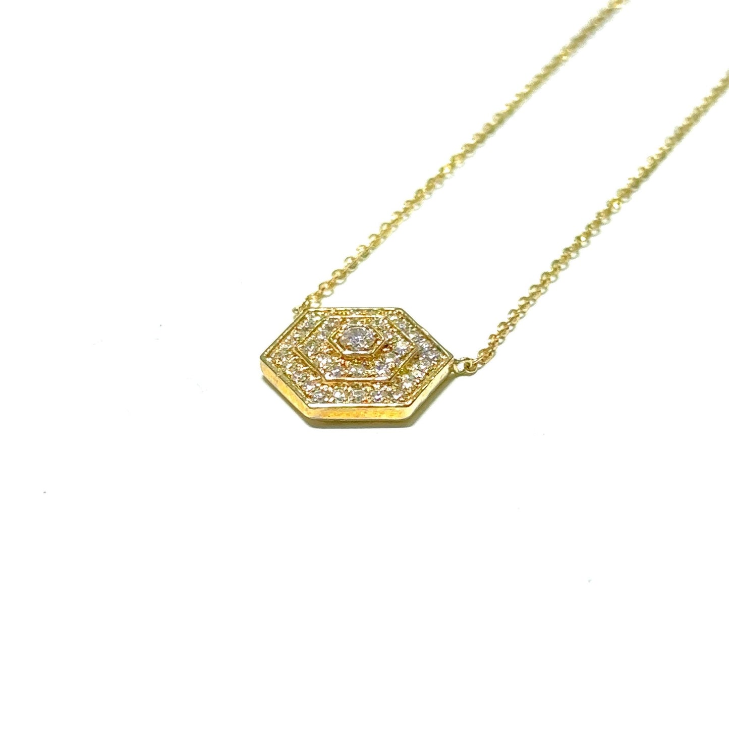 Yellow Gold Diamond Hexagon Pendant