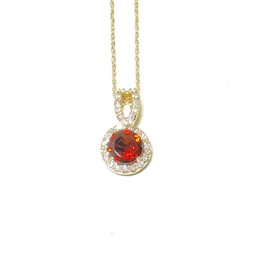 Yellow Gold Garnet Pendant