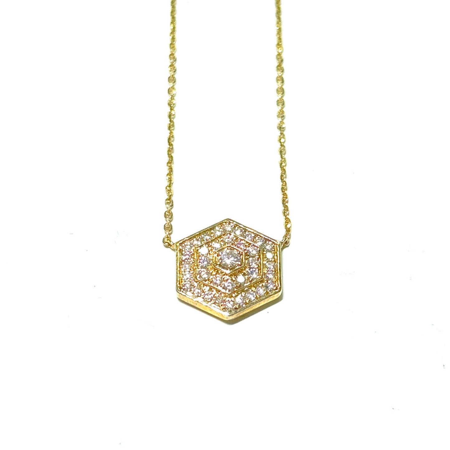 Yellow Gold Diamond Hexagon Pendant