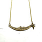 Yellow Gold Crescent Diamond Pedant w/ Accent Charm