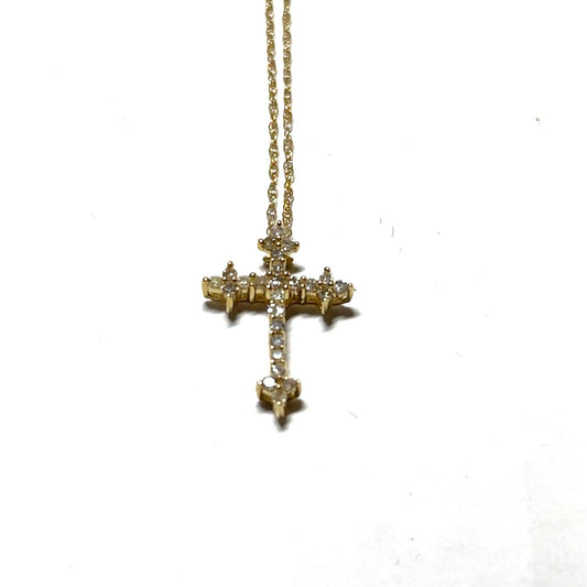 Yellow Gold Diamond Cross Pendant