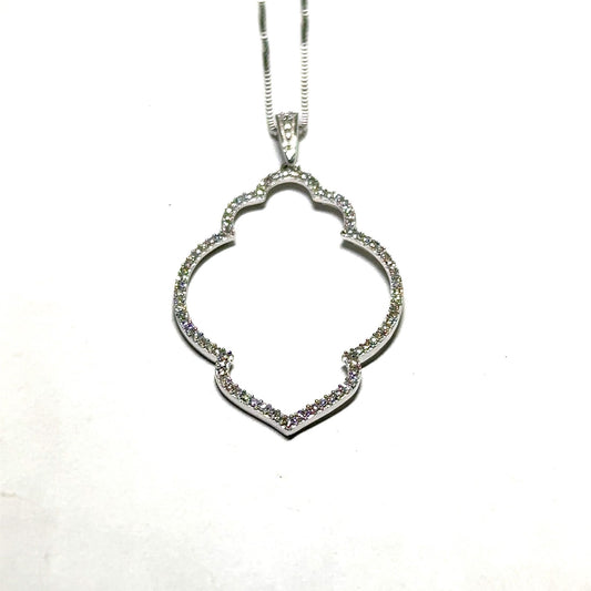 White Gold Diamond Hollow Middle Pendant