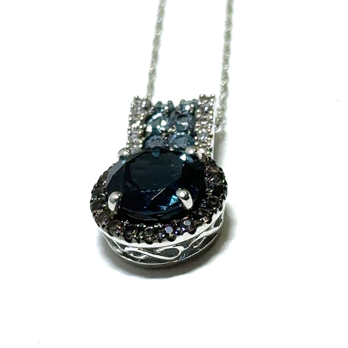 White Gold London Blue Topaz Pendant