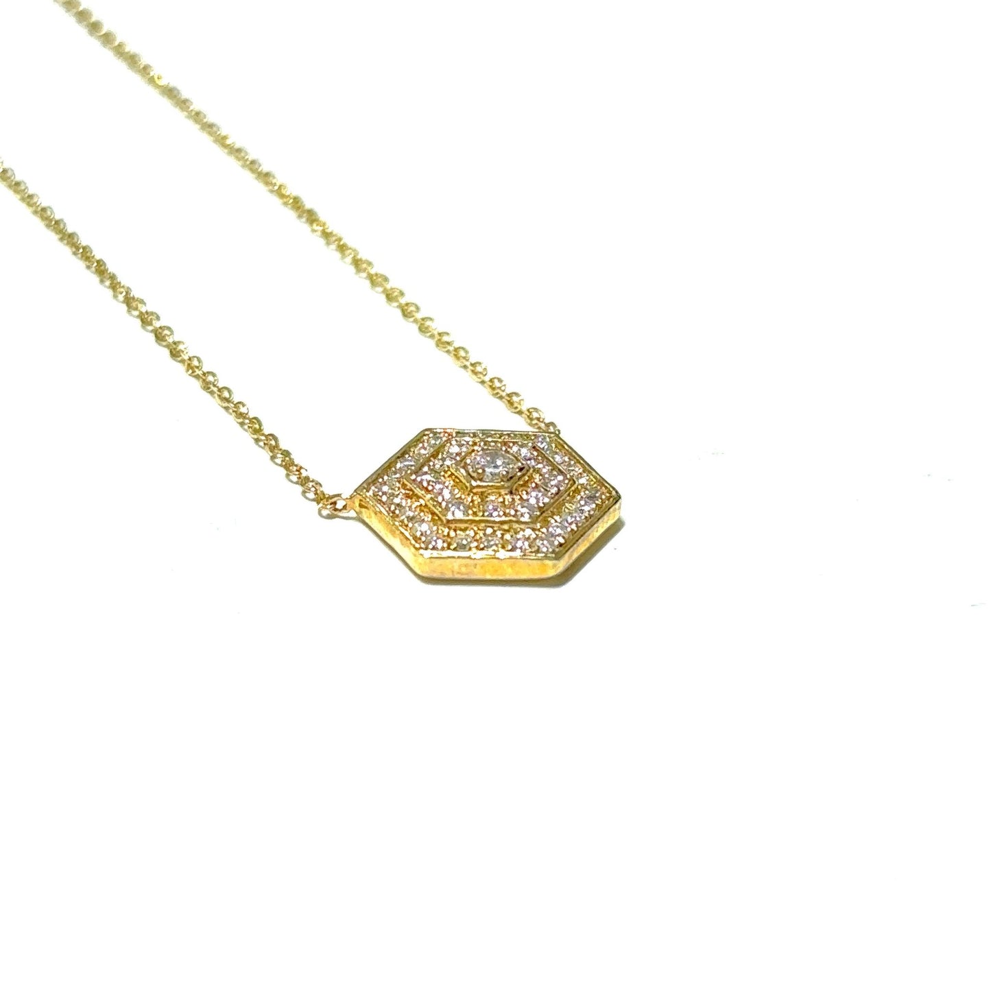 Yellow Gold Diamond Hexagon Pendant