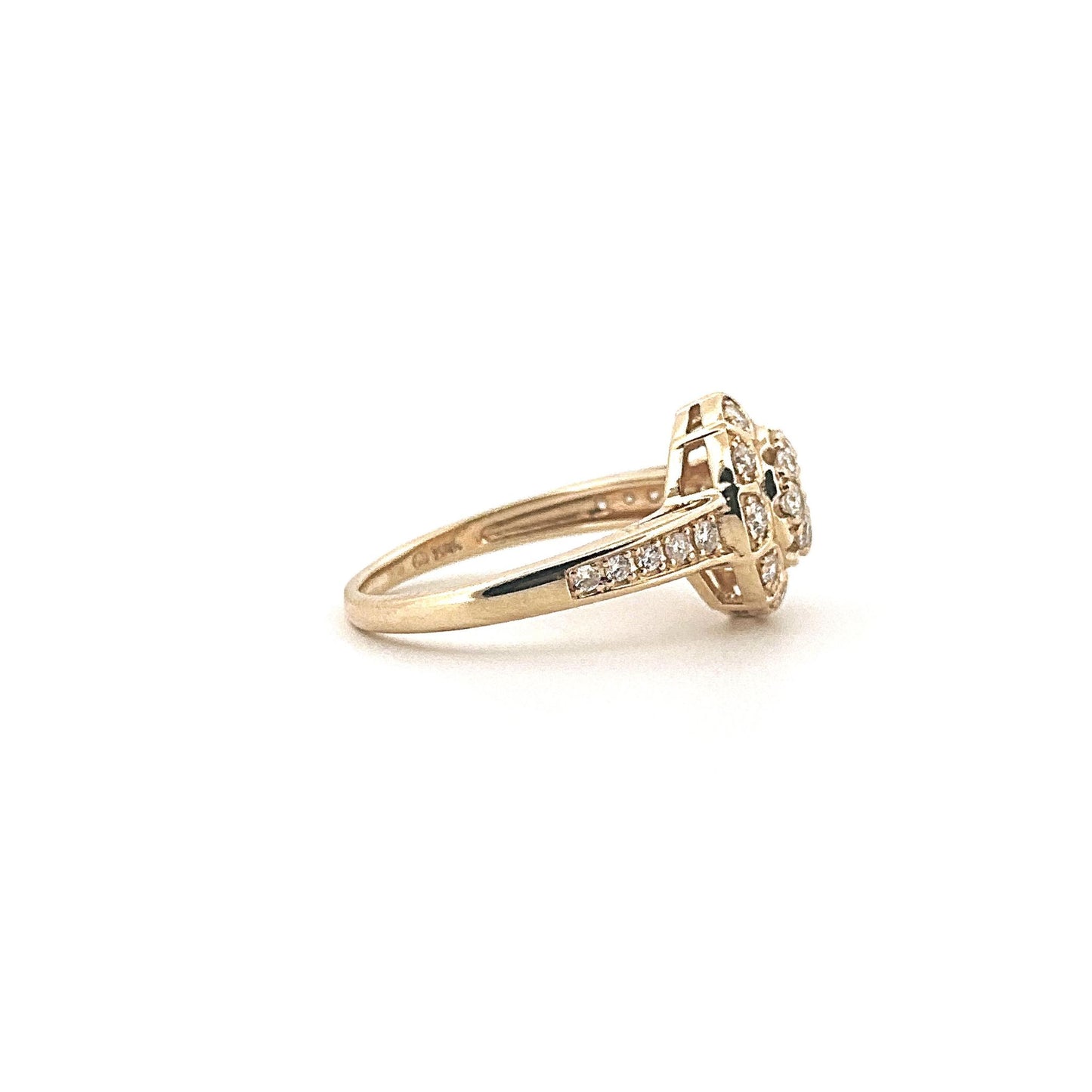 Yellow Gold Diamond Cluster Engagement Ring