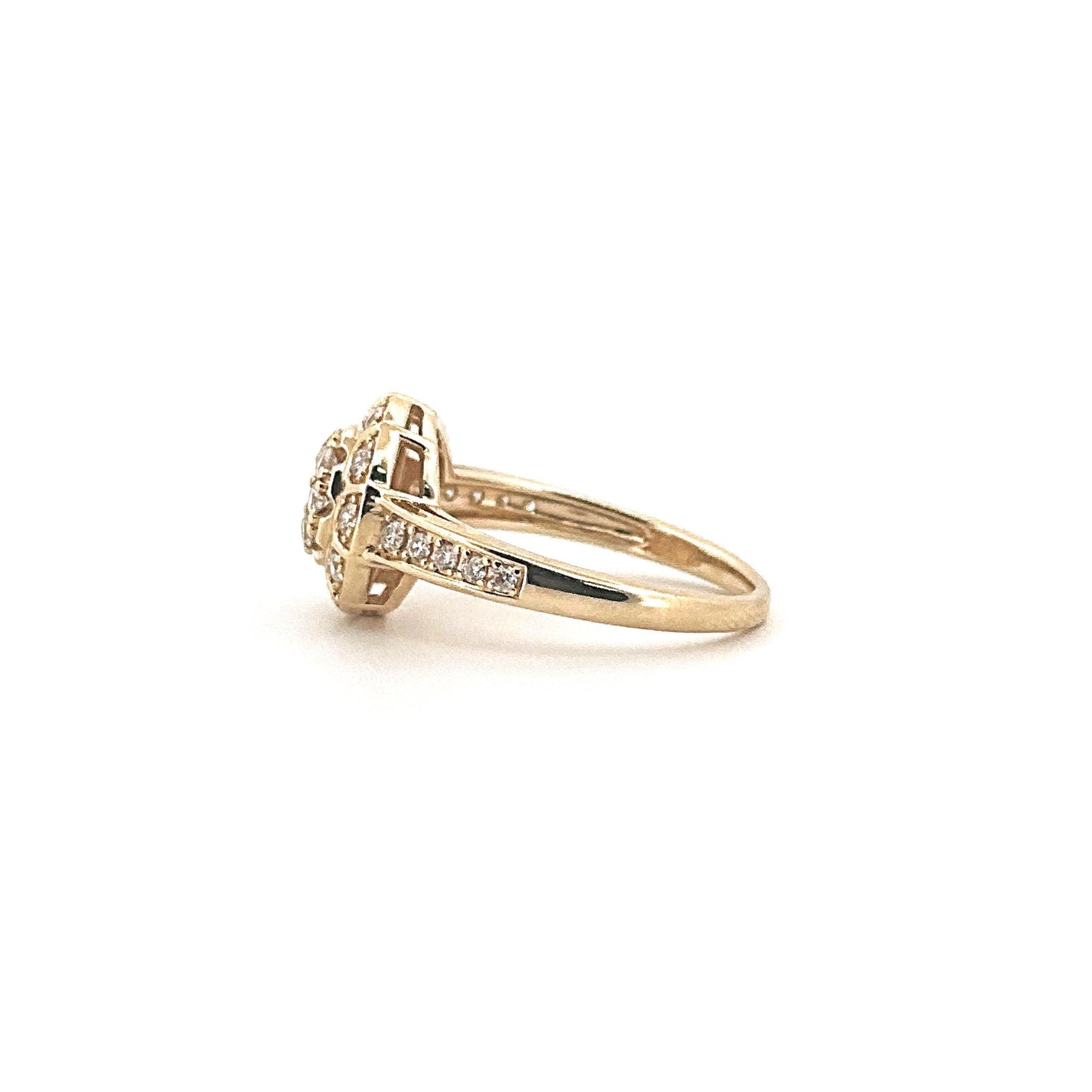 Yellow Gold Diamond Cluster Engagement Ring