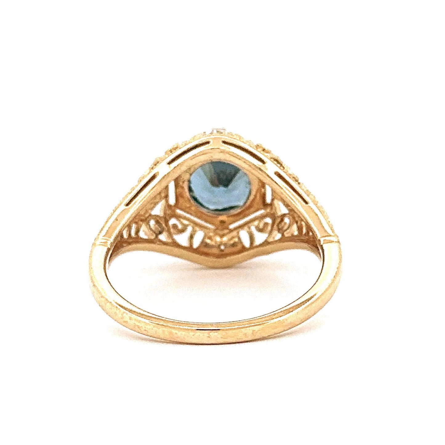 Yellow Gold Vintage-Inspired Synthetic Sapphire Ring