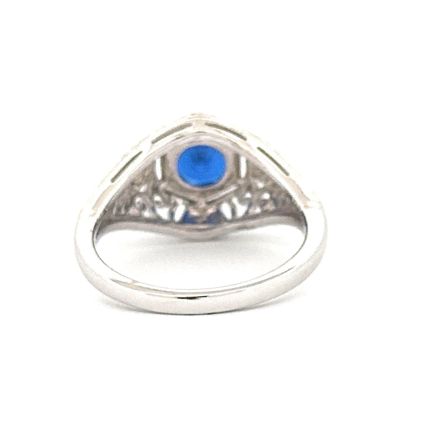 White Gold Vintage-Inspired Synthetic Sapphire Ring