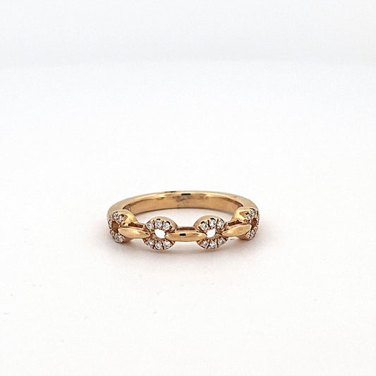 Yellow Gold Diamond Chain Link Design Wedding Band