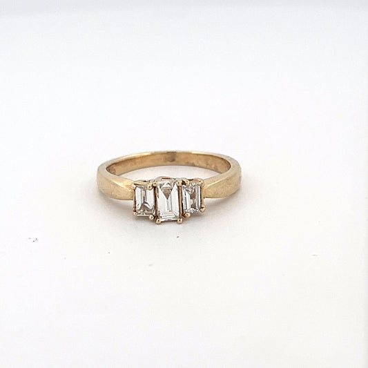 Yellow Gold Past, Present, Future Engagement Ring