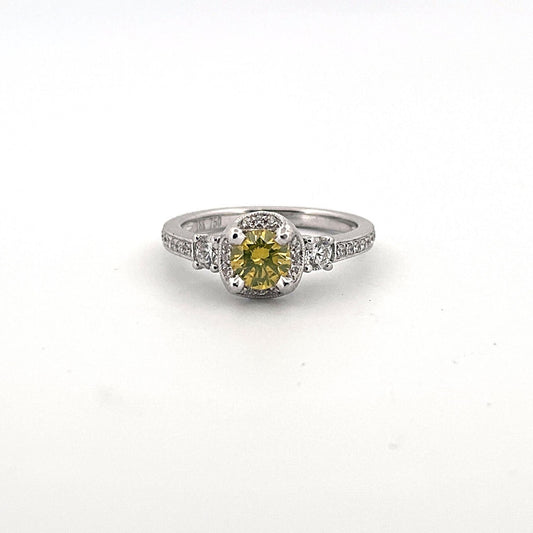 White Gold HPHT Yellow Diamond Ring