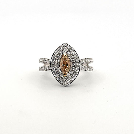 White Gold Yellow Marquis Diamond Ring