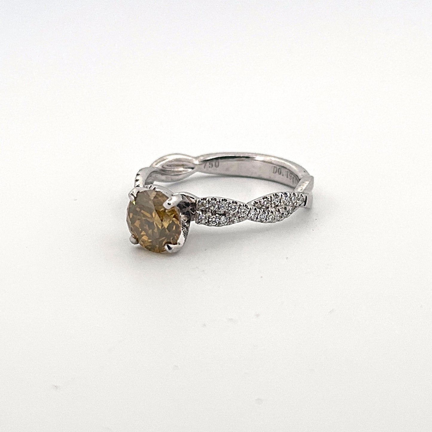 White Gold HPHT Yellow Diamond Ring