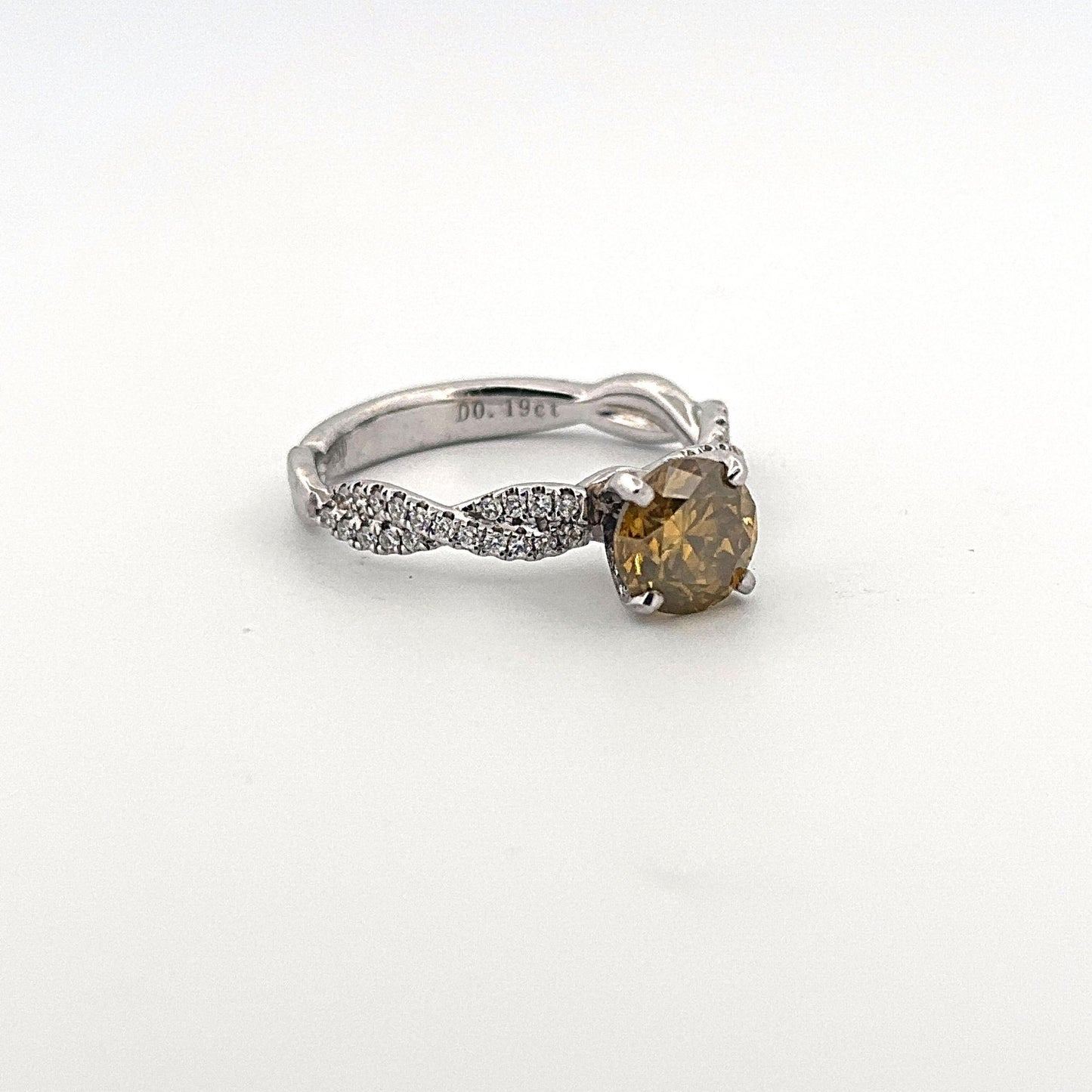 White Gold HPHT Yellow Diamond Ring