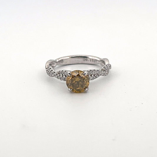 White Gold HPHT Yellow Diamond Ring