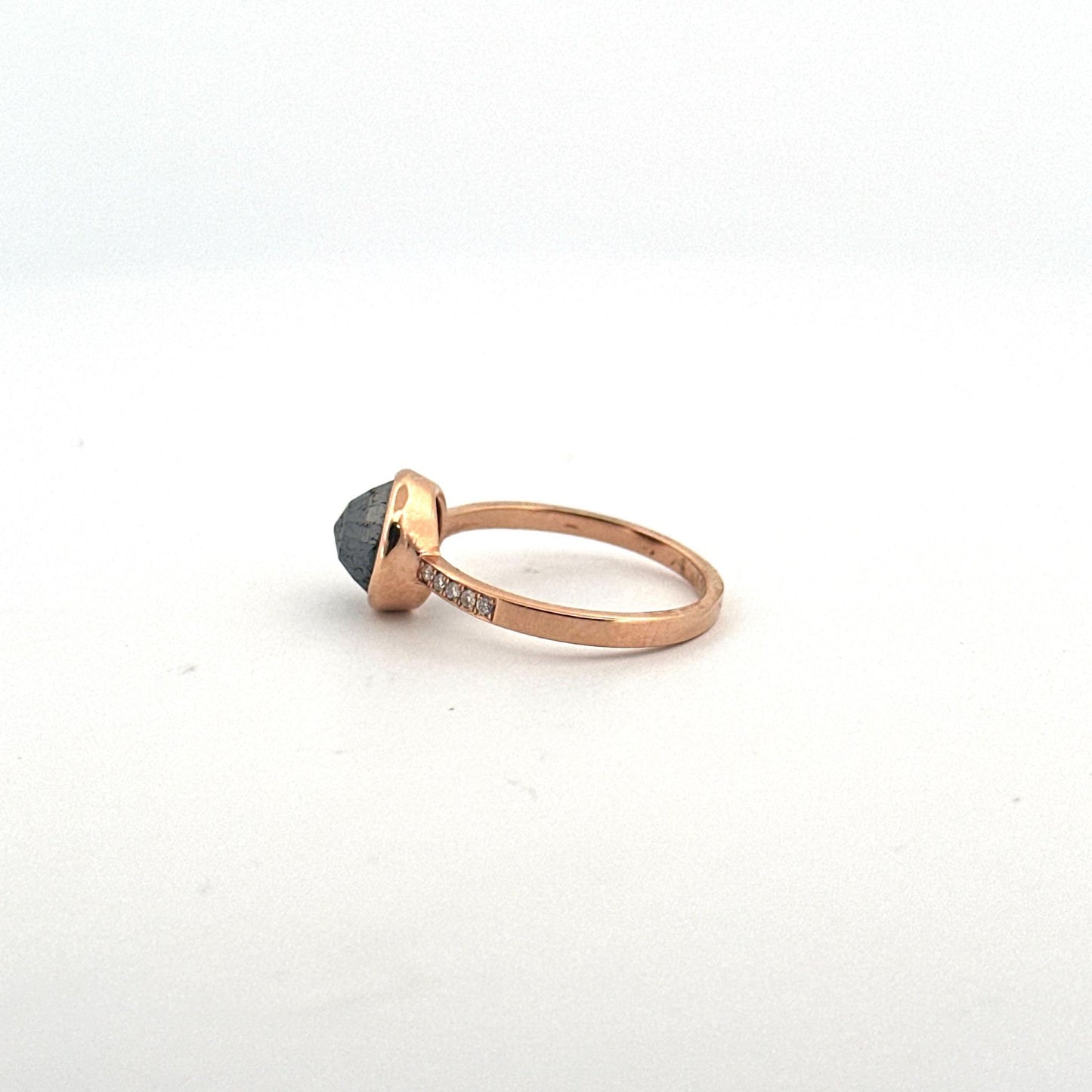 14k Rose Gold Rose Cut Black Diamond Ring