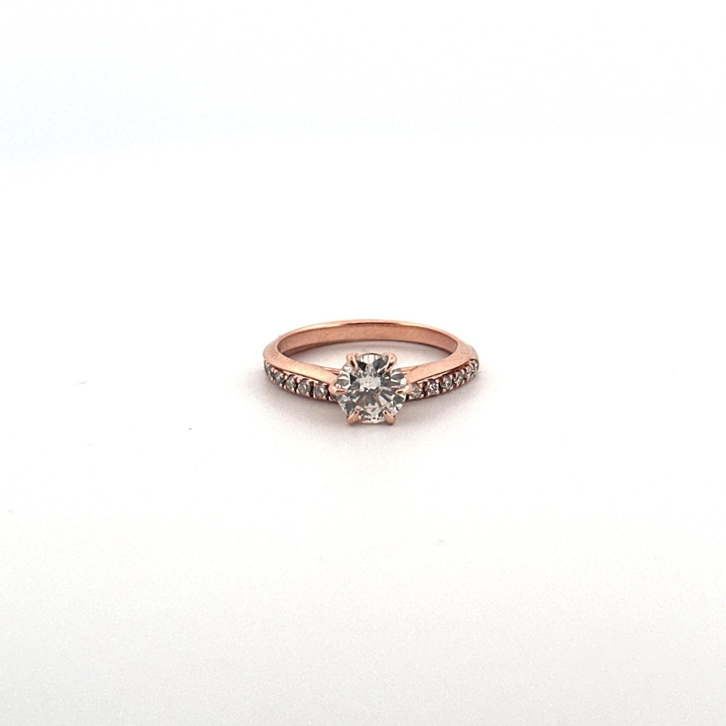 14k Rose Gold 1 Carat Center Stone Wedding Set