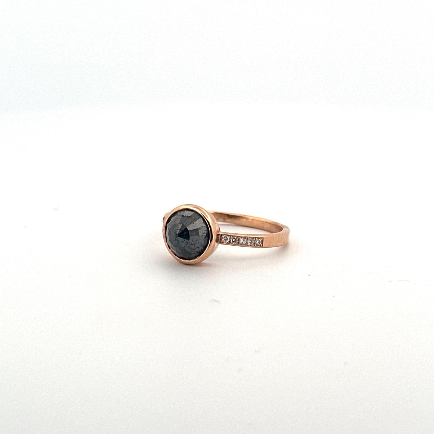 14k Rose Gold Rose Cut Black Diamond Ring