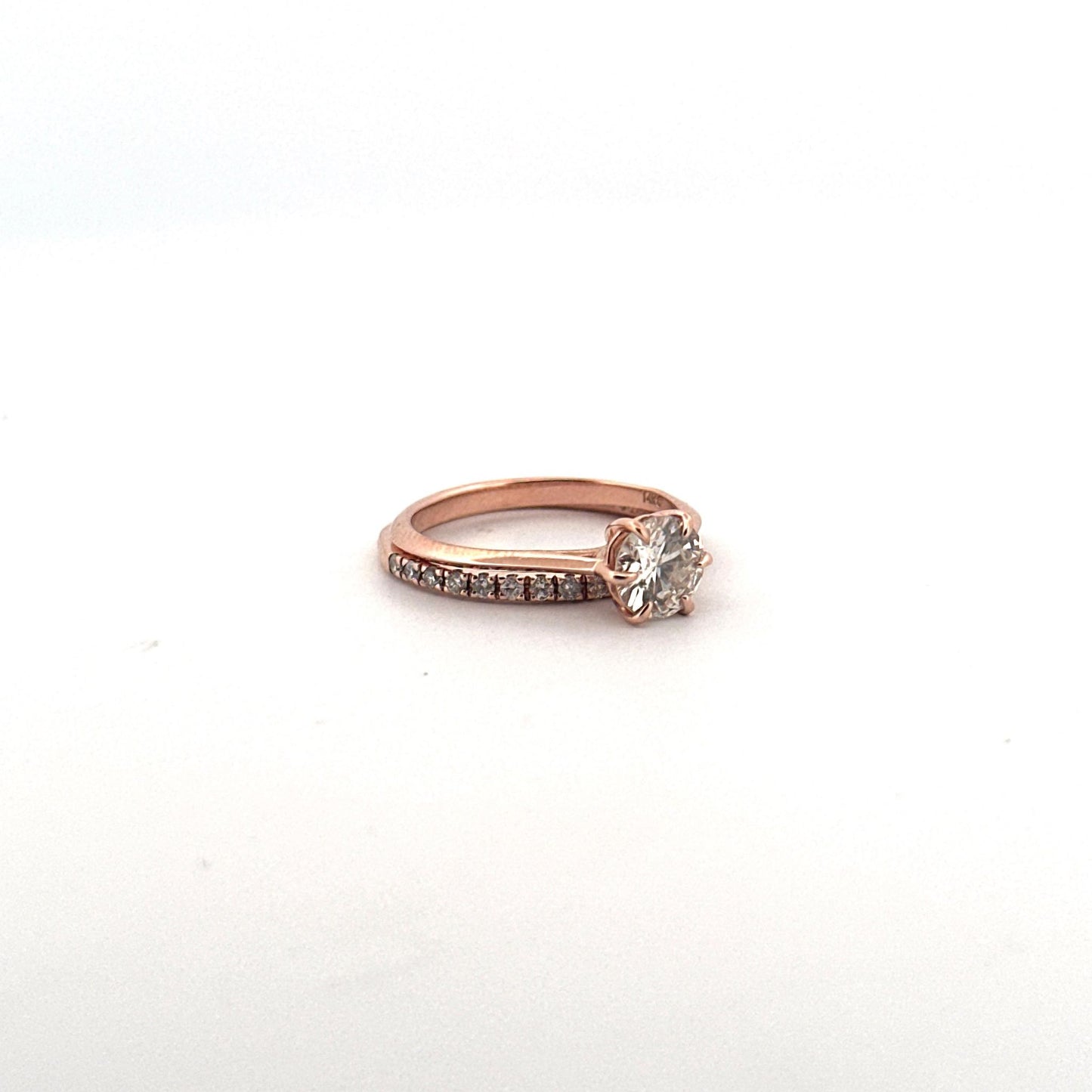 14k Rose Gold 1 Carat Center Stone Wedding Set