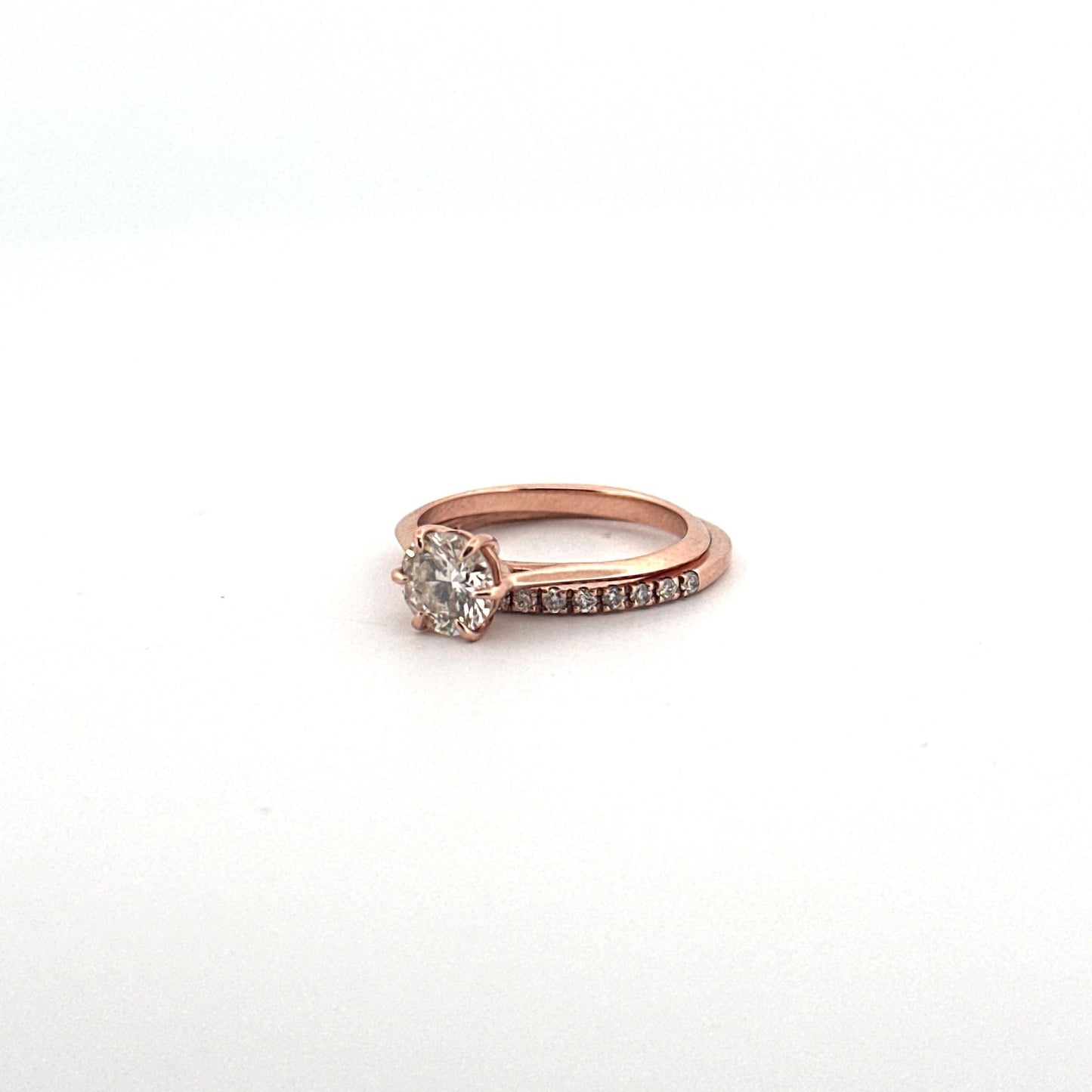 14k Rose Gold 1 Carat Center Stone Wedding Set