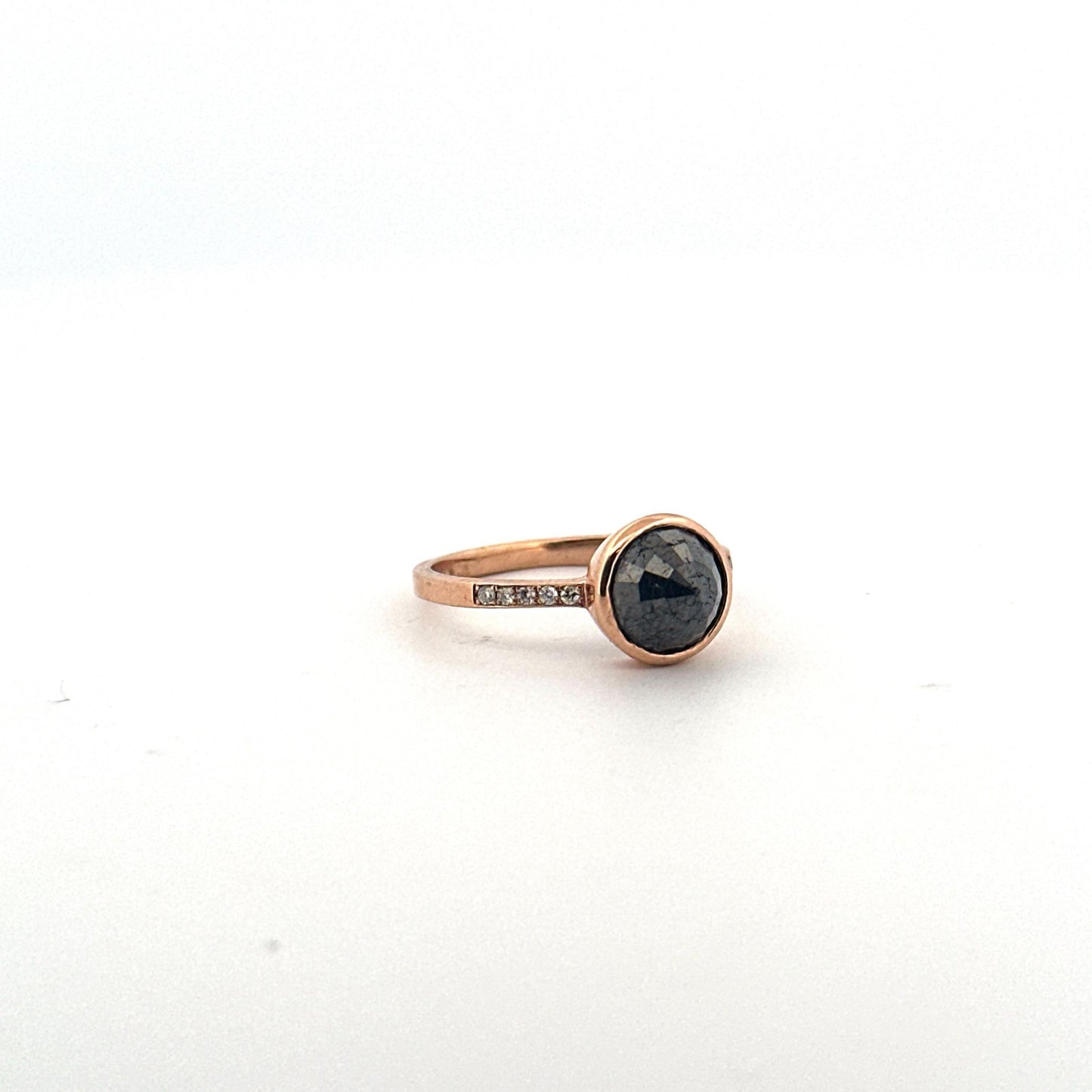 14k Rose Gold Rose Cut Black Diamond Ring