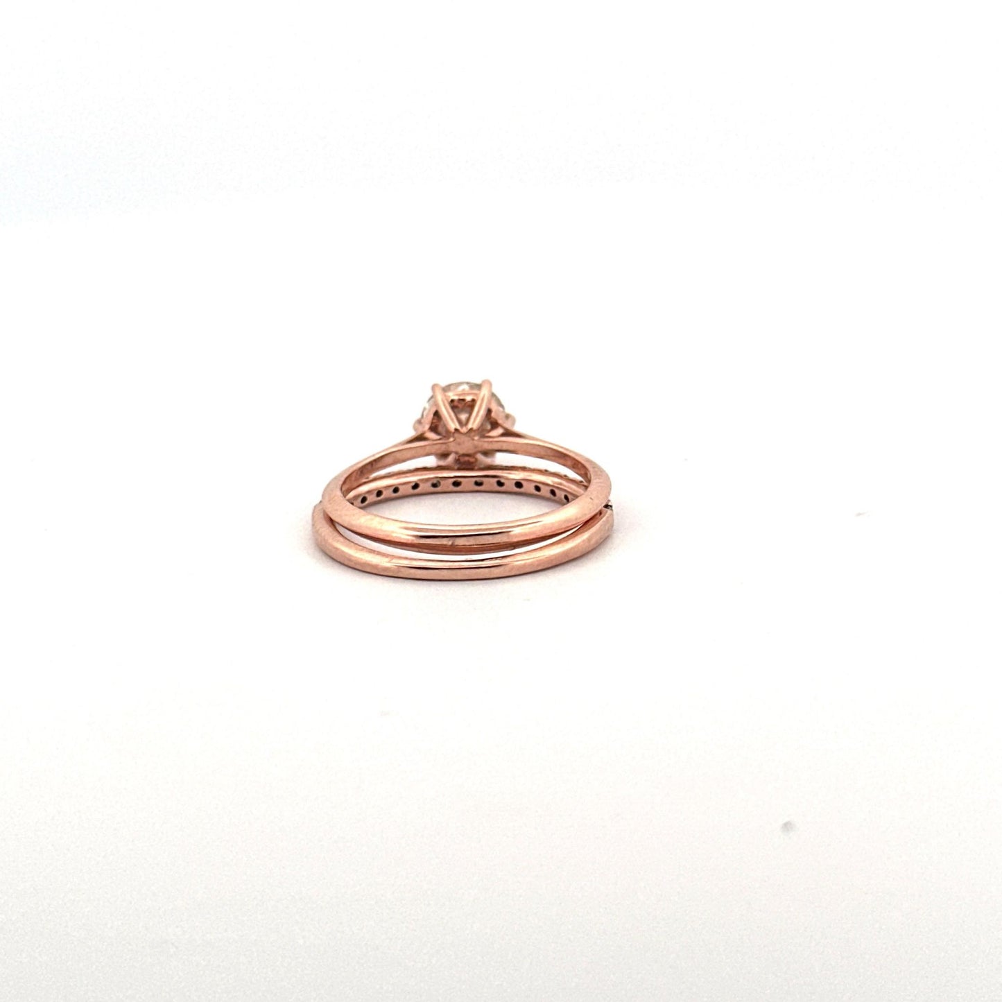 14k Rose Gold 1 Carat Center Stone Wedding Set