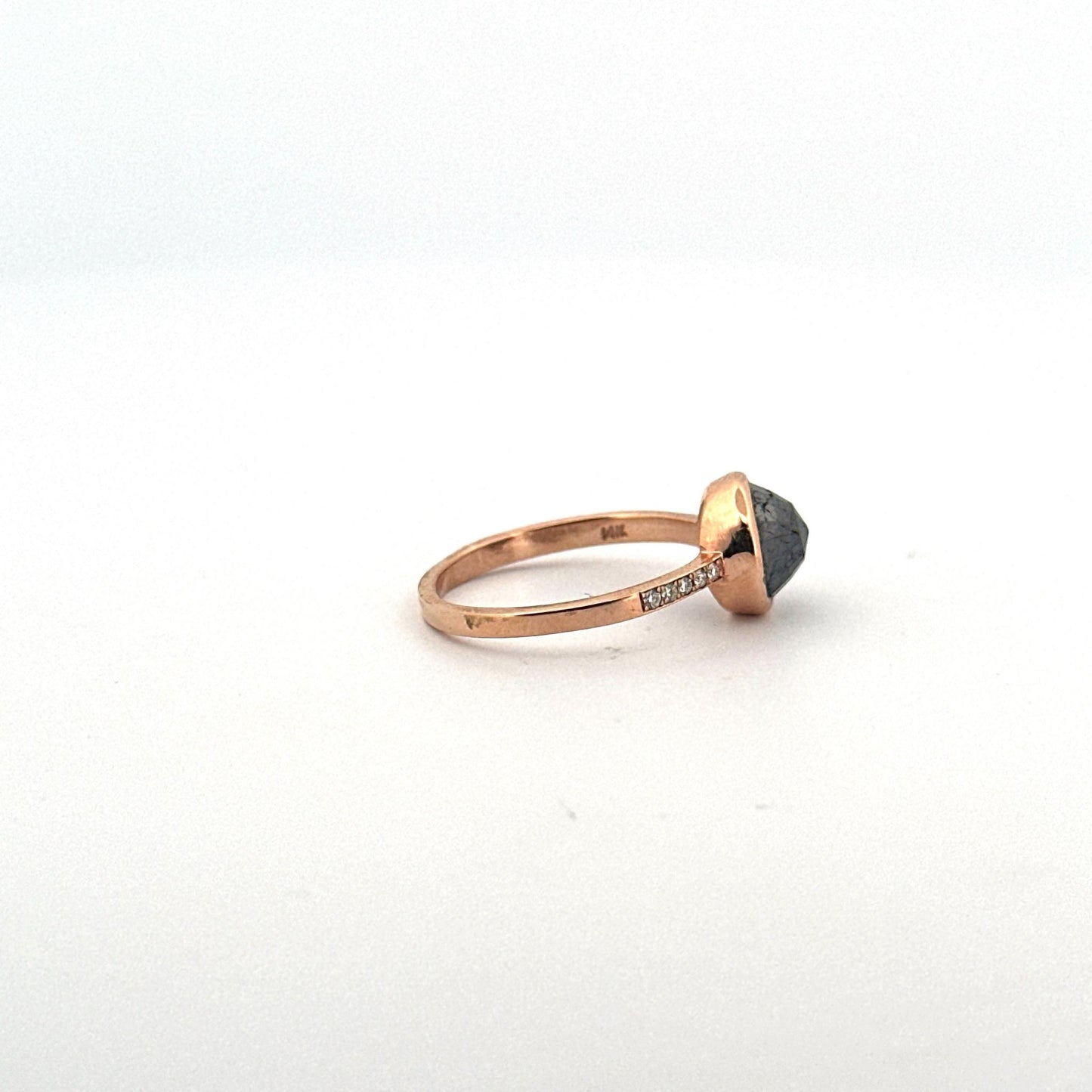 14k Rose Gold Rose Cut Black Diamond Ring