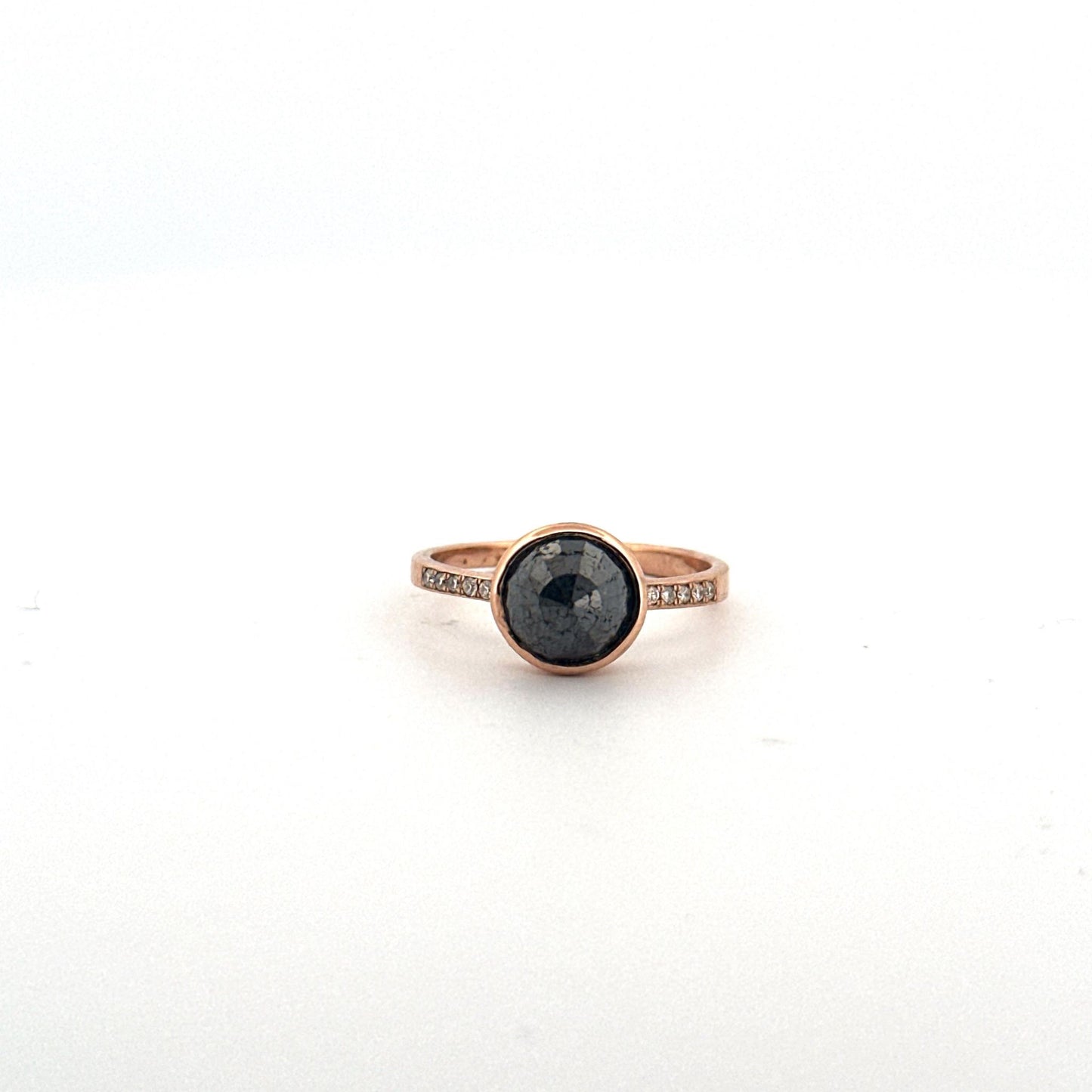 14k Rose Gold Rose Cut Black Diamond Ring