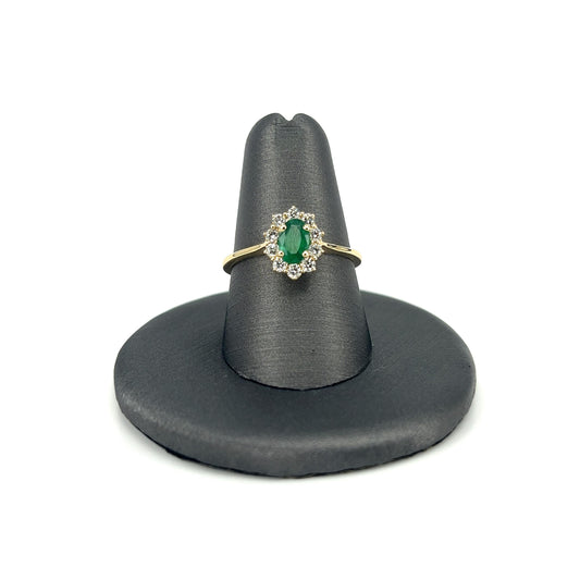 Yellow Gold Oval-Cut Emerald Ladies Ring