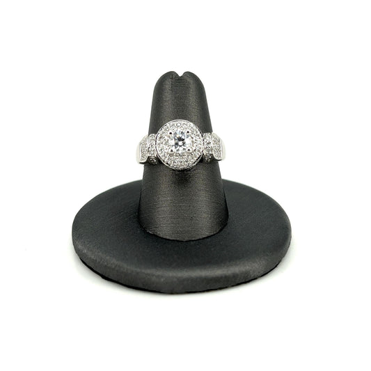 White Gold Diamond Pave Halo Ring