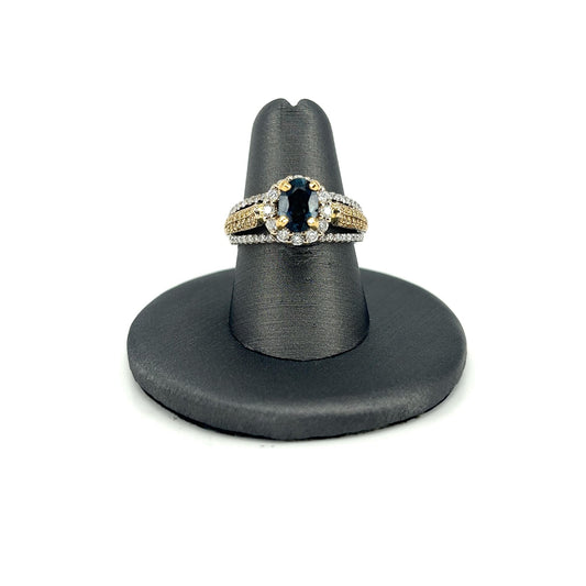 Two Tone Gold Estate Sapphire Diamond Ring