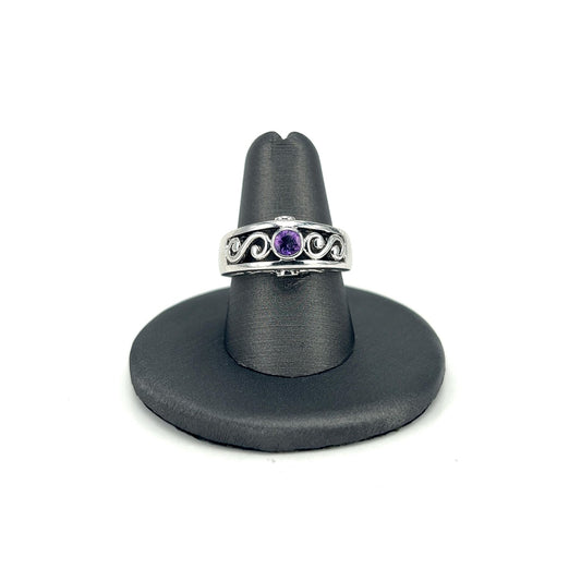 White Gold Amethyst and Tsavorite Band